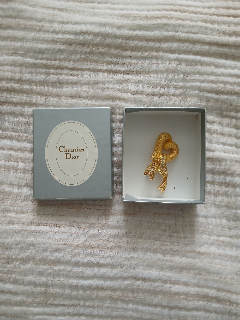 Dior Gold Heart & Ribbon Brooch